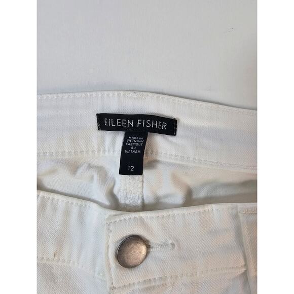 Eileen fisher sz 12 organic cotton blend cropped white unbleached jeans casual - Picture 5 of 10